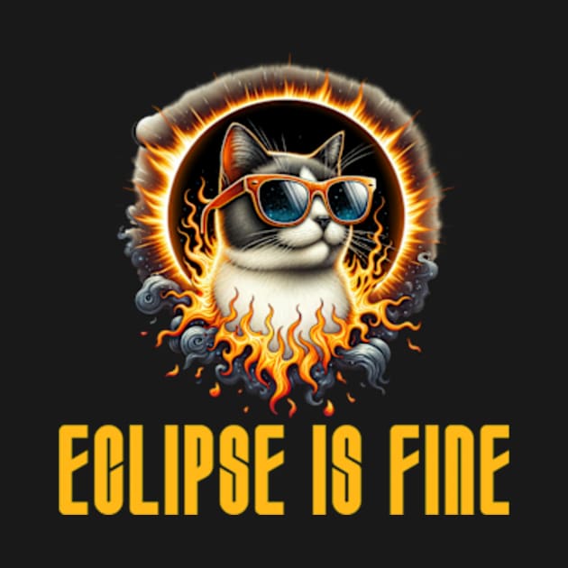 Eclipse is Fine - Funny Meme Cat - Solar Event, Solar Eclipse April 8 2024, Totality by sarcasmandadulting