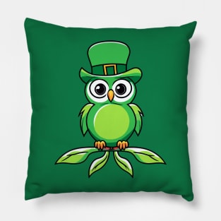 Lucky Owl St Patrick's Day Pillow