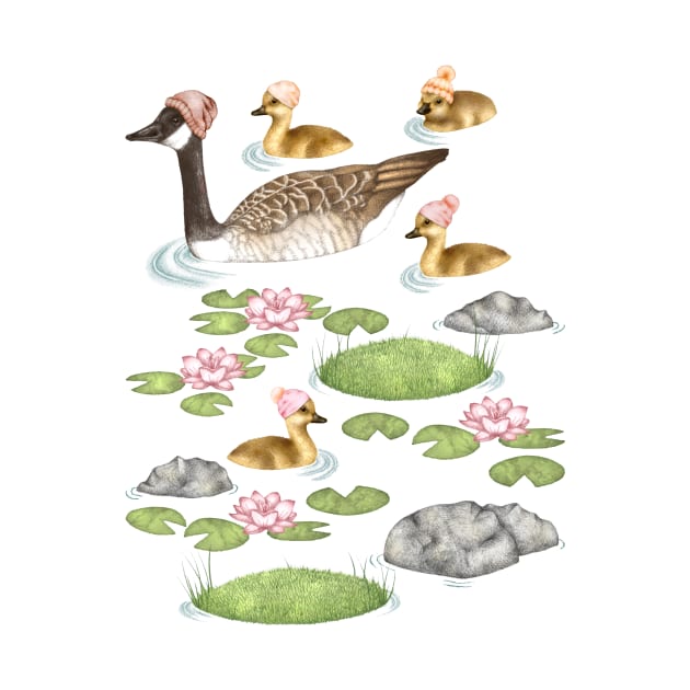 Graceful Geese and Gorgeous Goslings in Crisp Spring Weather by PerrinLeFeuvre