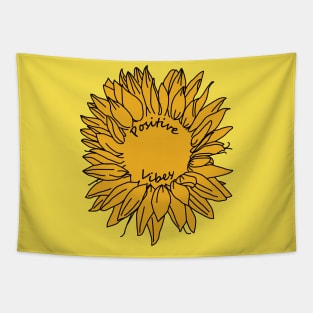 Positive Vibes Sunflower Line Drawing Tapestry