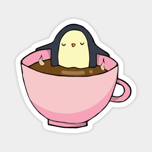 Penguin chilling in a cup of coffee Magnet