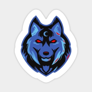 blue wolf with red eyes Magnet