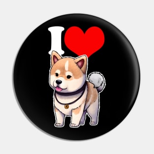 I Love Akita Pin