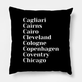 Cool Cities starting with the letter, C, Mug, Mask Pillow