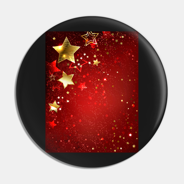 Gold Stars on a Red Background Gold Stars Pin TeePublic