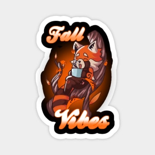 Fall Vibes - Cute Relaxing Red Panda Magnet