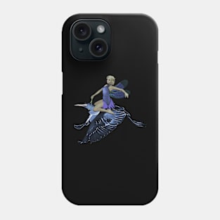 Fair faerie elf riding on egret wings Phone Case