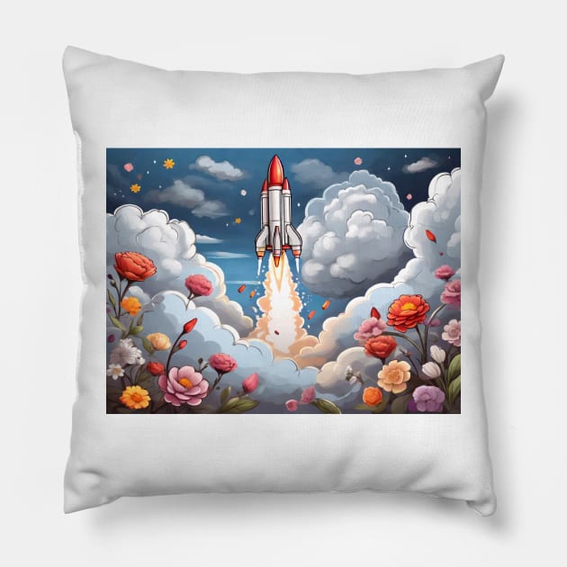 Coloring the Rocket's Ascent (145) Pillow by WASjourney