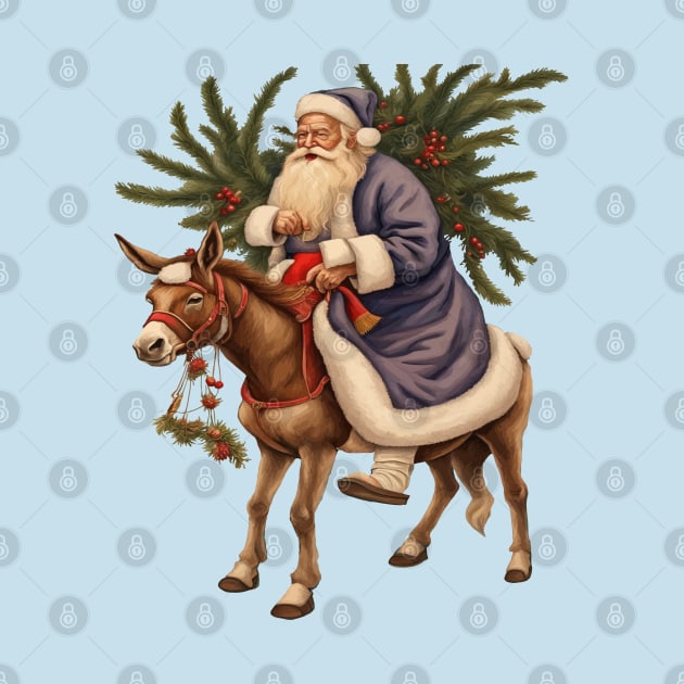 Olde German Father Christmas Riding A Donkey Cut Out by taiche