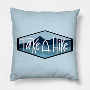 Take A Hike blue Pillow