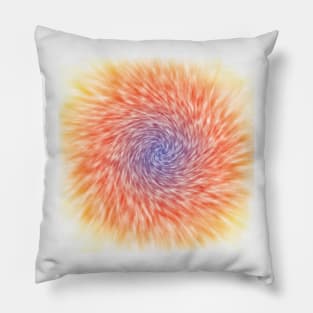 Blue, orange, and yellow tie dye circle Pillow