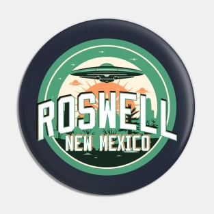 Roswell New Mexico Retro Spaceship Logo Pin