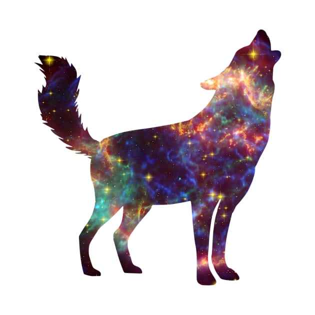 Wolf Double Exposure Galaxy by ColorFlowCreations