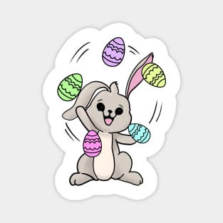 Rabbit juggling eggs happy easter 2021 egg hunt Magnet