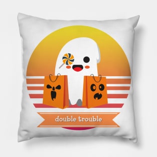 Halloween Cute Ghost Double Trouble Trick or Treat Candy Bags Pillow