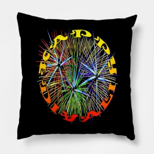 Happy Diwali Light Up The World With Fireworks Red and Yellow Pillow