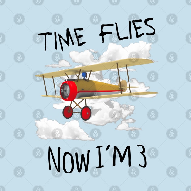 Time Flies Now I'm 3 Airplane Kid Birthday by macdonaldcreativestudios