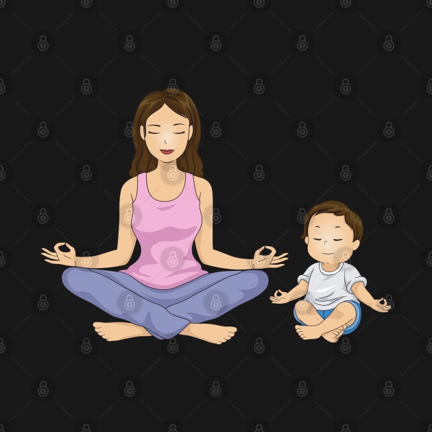 Mother and son doing meditation by TheDesigNook