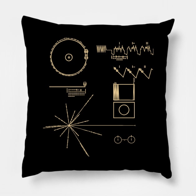 NASA Voyager Golden Record Graphics Pillow by Buck Tee