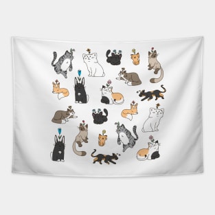 Cat Flower Party Tapestry