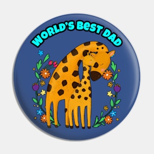 🦒 Father and Child Giraffe, Flowers, World's Best Dad Pin