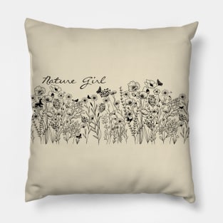 Nature Girl Minimalist T shirt Pillow