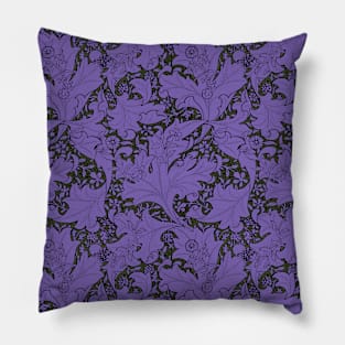 William Morris Wallflower Pattern Lilac on Deep Green Pillow