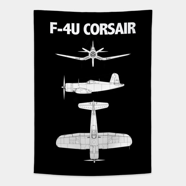 F4U Corsair Aircraft - F4U Corsair Tapestry by Kudostees