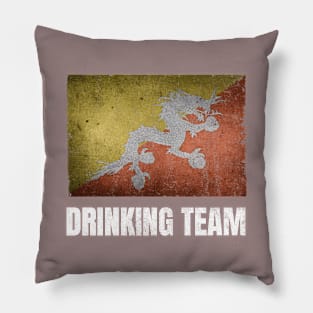 Bhutanese Drinking Team Graphic for Men Women Funny Bhutan Flag Pillow