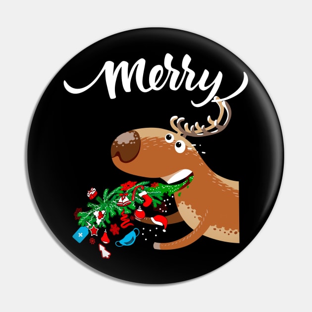 Puking Deer Ugly Christmas Pin by KsuAnn