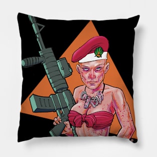 bloody women christmass soldier Pillow