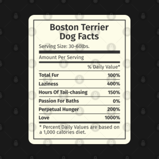 Disover Boston Terrier Nutrition Facts - Boston Terrier - T-Shirt