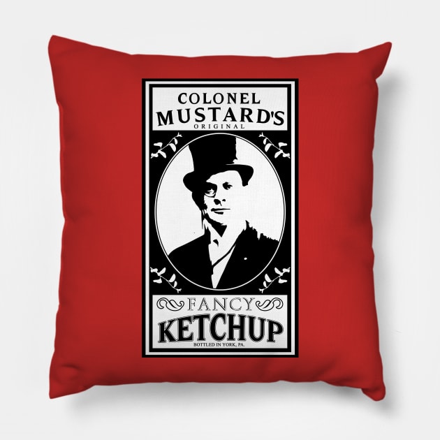 Colonel Mustard's Fancy Ketchup Pillow by mattographer