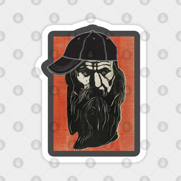 Man with Beard and Sideways Hat Magnet by Rag And Bone Vintage Designs