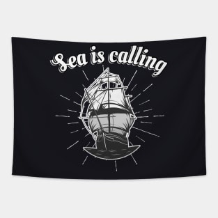 Sea is calling Sailor Sailship Tapestry