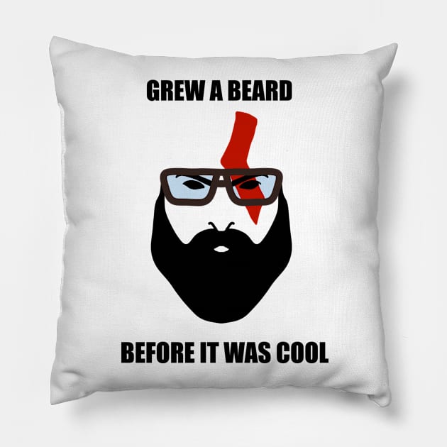 Hipster Kratos Pillow by Yaalala