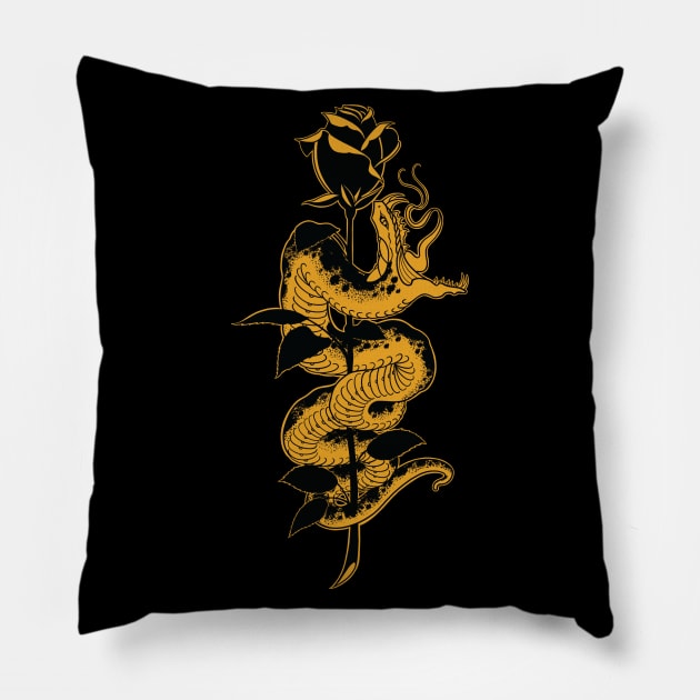 Snake and Rose Gold Variant Pillow by Seven Relics