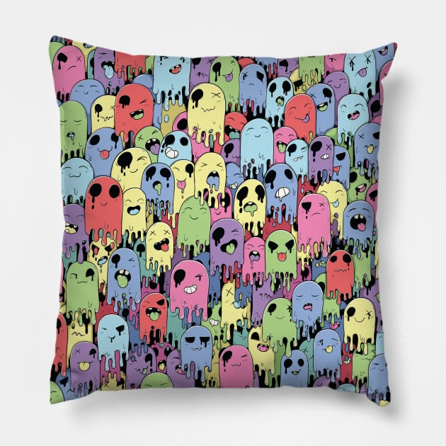 Slimy Ghosts Pillow by Jaimie McCaw