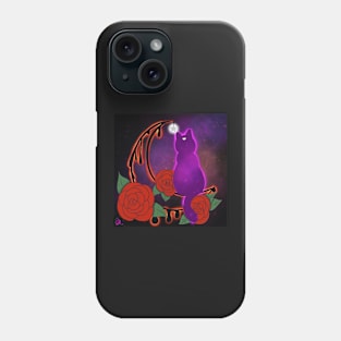 Drippy Moon Cat Tattoo Design (Dark version) Phone Case