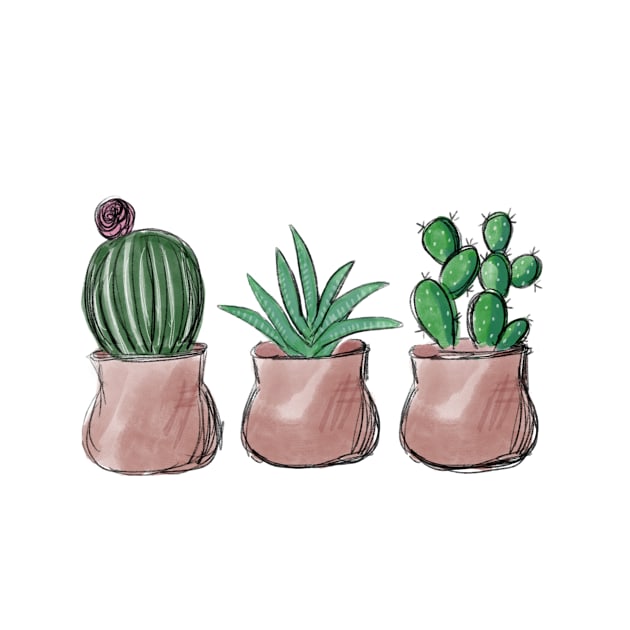 Potted Succulents by eeliseart