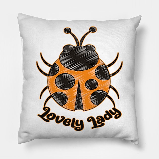 Cute Orange Color Ladybug - Lovely Lady Pillow by Animal Specials