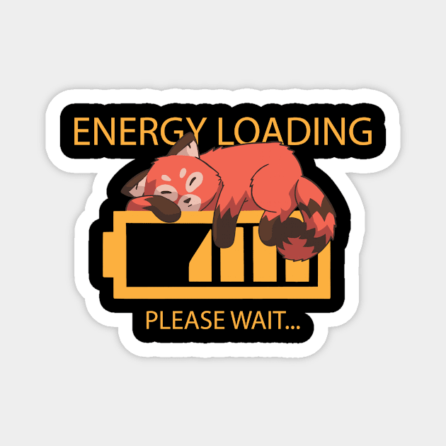 Energy Loading Funny Red Panda Magnet by Visual Vibes