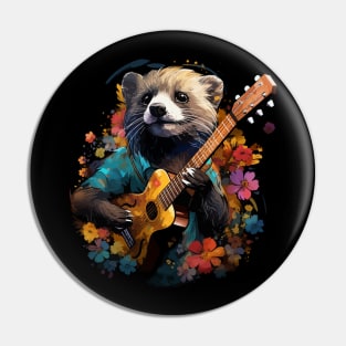 Weasel Playing Guitar Pin