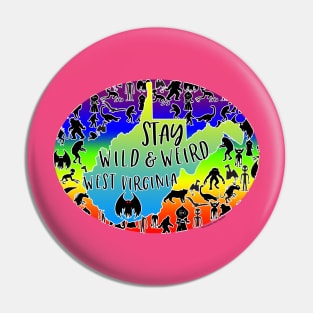 Stay Wild & Weird Cryptid Collage (hot pink) Pin