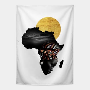 Africa Map Afrocentric Black Woman Portrait Tapestry