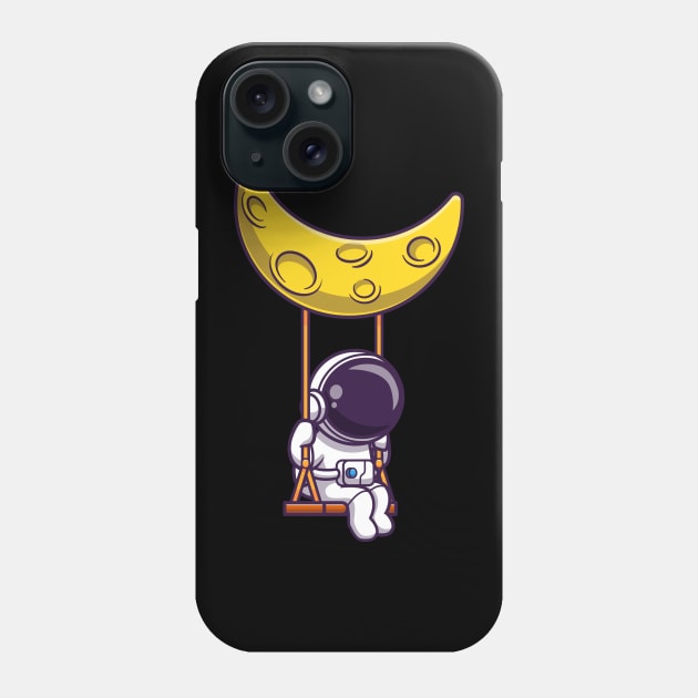 Astronaut Swing On The Moon Cartoon Phone Case by Catalyst Labs