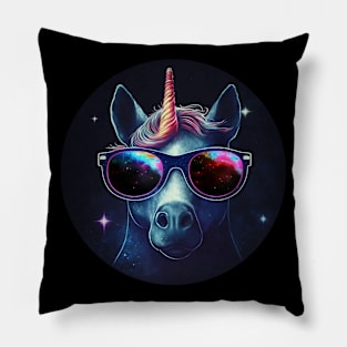 Epic Unicorn Wearing Sunglasses in Space Pillow