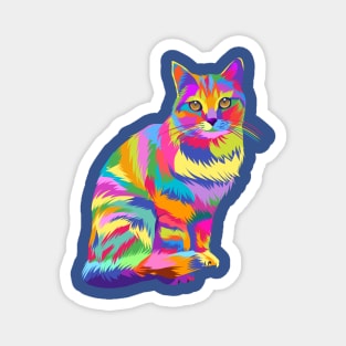 Colorful cute sitting cat Magnet