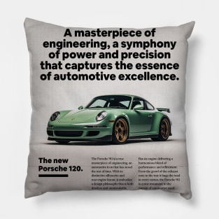 a masterpiece Porsche similar to 911 gt3 super car, green Pillow