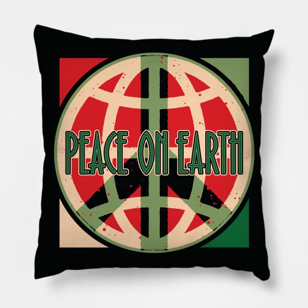 Peace on Earth Holiday Pillow by wickedpretty